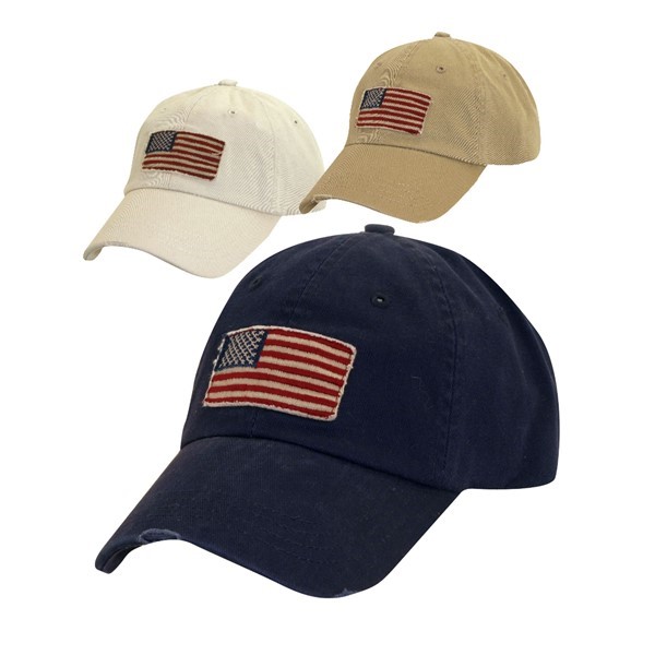 Garment Washed USA Flag Baseball Cap