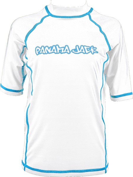 PJ Youth Rash Guard - White w/Blue Stitch 752410