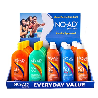 NO-AD 17pc Suncare Counter Display 605240