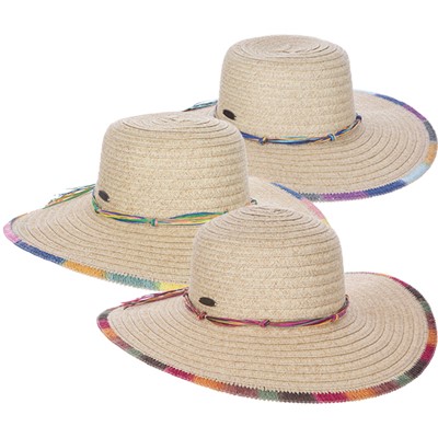 Panama Jack PJ Paper Braid Round Crown Multi Trim 754280